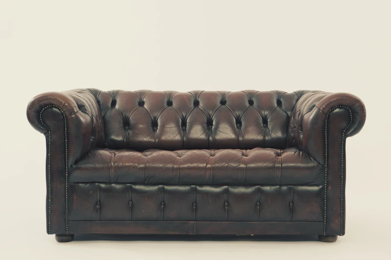 Kahverengi deri chesterfield koltuk